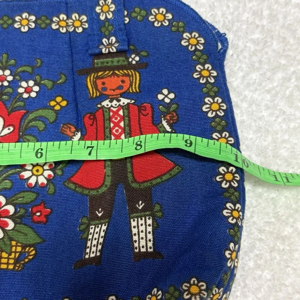 Kolf Mini Purse Austrian Folk Art BLUE w/ Red Green Yellow Accents‎ Vintage